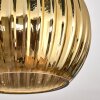 Koyoto ceiling light, globe light blue, gold, coppery, 3-light sources