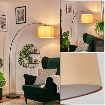 Soungou floor lamp, Arch lamps chrome, black, 1-light source, Fabric lampshade
