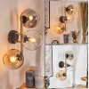 Koyoto globe light, wall light gold, black, 3-light sources