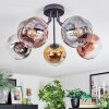 Ripoll ceiling light, globe light chrome, gold, clear, coppery, Smoke-coloured, 5-light sources