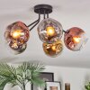 Ripoll ceiling light, globe light chrome, gold, clear, coppery, Smoke-coloured, 5-light sources