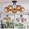 Ripoll ceiling light, globe light chrome, gold, clear, coppery, Smoke-coloured, 5-light sources