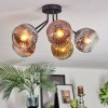 Ripoll ceiling light, globe light chrome, gold, clear, coppery, Smoke-coloured, 5-light sources