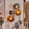 Ripoll globe light, wall light blue, gold, coppery, 3-light sources