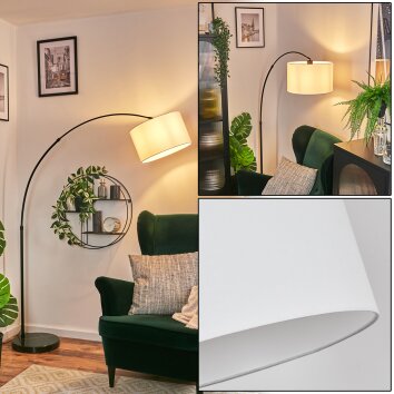 Bassagoda floor lamp, Arch lamps black, 1-light source, Fabric lampshade