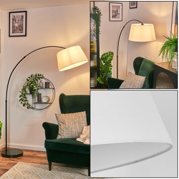 Bassagoda floor lamp, Arch lamps black, 1-light source, Fabric lampshade