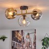 Ripoll ceiling light, globe light gold, black, 3-light sources