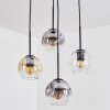 Ripoll hanging light, globe light, Cluster pendant lamp Amber, clear, Smoke-coloured, 4-light sources
