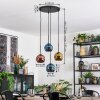 Ripoll hanging light, globe light, Cluster pendant lamp blue, gold, coppery, 4-light sources