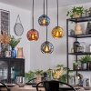 Ripoll hanging light, globe light, Cluster pendant lamp blue, gold, coppery, 4-light sources