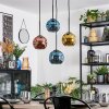 Ripoll hanging light, globe light, Cluster pendant lamp blue, gold, coppery, 4-light sources