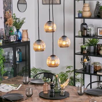 Ripoll hanging light, globe light, Cluster pendant lamp Amber, 4-light sources