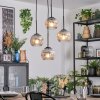 Ripoll hanging light, globe light, Cluster pendant lamp chrome, clear, Smoke-coloured, 4-light sources