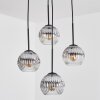 Ripoll hanging light, globe light, Cluster pendant lamp chrome, clear, Smoke-coloured, 4-light sources