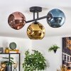 Ripoll ceiling light, globe light blue, gold, coppery, 3-light sources