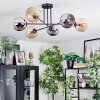 Koyoto ceiling light, globe light 78 cm Amber, chrome, Smoke-coloured, 6-light sources