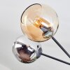 Koyoto ceiling light, globe light 78 cm Amber, chrome, Smoke-coloured, 6-light sources