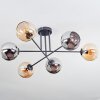 Koyoto ceiling light, globe light 78 cm Amber, chrome, Smoke-coloured, 6-light sources