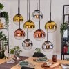 Gastor hanging light, globe light, pendant light chrome, gold, clear, coppery, Smoke-coloured, 8-light sources