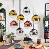 Gastor hanging light, globe light, pendant light chrome, gold, clear, coppery, Smoke-coloured, 8-light sources