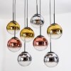 Gastor hanging light, globe light, pendant light chrome, gold, clear, coppery, Smoke-coloured, 8-light sources