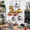 Gastor hanging light, globe light, pendant light chrome, gold, clear, coppery, Smoke-coloured, 8-light sources
