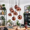 Gastor hanging light, globe light, pendant light clear, coppery, 8-light sources