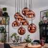 Gastor hanging light, globe light, pendant light clear, coppery, 8-light sources