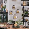 Koyoto hanging light, globe light, Cluster pendant lamp chrome, clear, Smoke-coloured, 4-light sources