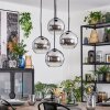Koyoto hanging light, globe light, Cluster pendant lamp chrome, clear, Smoke-coloured, 4-light sources
