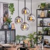 Koyoto hanging light, globe light, Cluster pendant lamp chrome, clear, Smoke-coloured, 4-light sources
