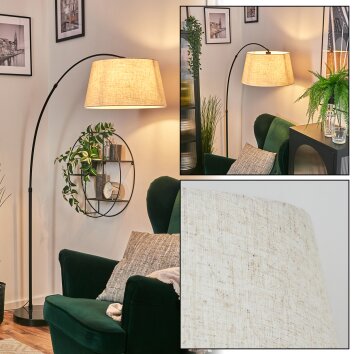 Bassagoda floor lamp, Arch lamps black, 1-light source, Fabric shade