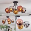 Ripoll ceiling light, globe light chrome, gold, coppery, Smoke-coloured, 5-light sources
