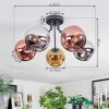 Ripoll ceiling light, globe light chrome, gold, coppery, Smoke-coloured, 5-light sources
