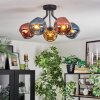 Ripoll ceiling light, globe light blue, gold, coppery, 5-light sources
