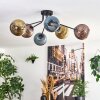 Koyoto ceiling light, globe light 73 cm blue, gold, coppery, 6-light sources