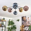 Koyoto ceiling light, globe light 73 cm blue, gold, coppery, 6-light sources