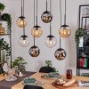 Gastor hanging light, globe light, pendant light Amber, chrome, clear, Smoke-coloured, 8-light sources