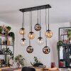 Gastor hanging light, globe light, pendant light Amber, chrome, clear, Smoke-coloured, 8-light sources