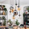 Gastor hanging light, globe light, pendant light Amber, chrome, clear, Smoke-coloured, 8-light sources