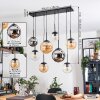 Gastor hanging light, globe light, pendant light Amber, chrome, clear, Smoke-coloured, 8-light sources