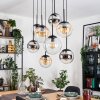 Gastor hanging light, globe light, pendant light Amber, chrome, clear, Smoke-coloured, 8-light sources