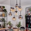 Gastor hanging light, globe light, pendant light Amber, chrome, clear, Smoke-coloured, 8-light sources