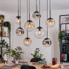 Gastor hanging light, globe light, pendant light Amber, chrome, clear, Smoke-coloured, 8-light sources