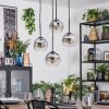 Ripoll hanging light, globe light, Cluster pendant lamp chrome, clear, Smoke-coloured, 4-light sources