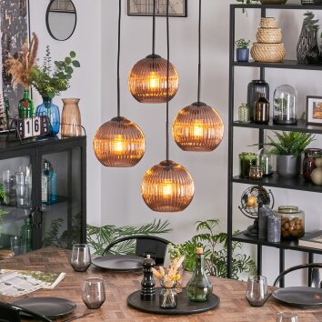 Koyoto hanging light, globe light, Cluster pendant lamp coppery, 4-light sources