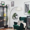 Bassagoda floor lamp, Arch lamps chrome, black, 1-light source, Fabric lampshade