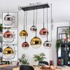 Gastor hanging light, globe light, pendant light chrome, gold, clear, coppery, Smoke-coloured, 6-light sources