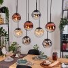Gastor hanging light, globe light, pendant light Amber, chrome, clear, coppery, Smoke-coloured, 8-light sources