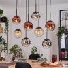 Gastor hanging light, globe light, pendant light Amber, chrome, clear, coppery, Smoke-coloured, 8-light sources